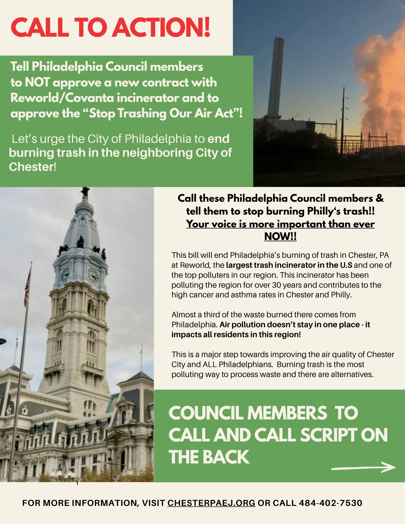 CALL TO ACTION: Chester Needs Philadelphia Residents to Help Stop the Burning of Philly’s Trash